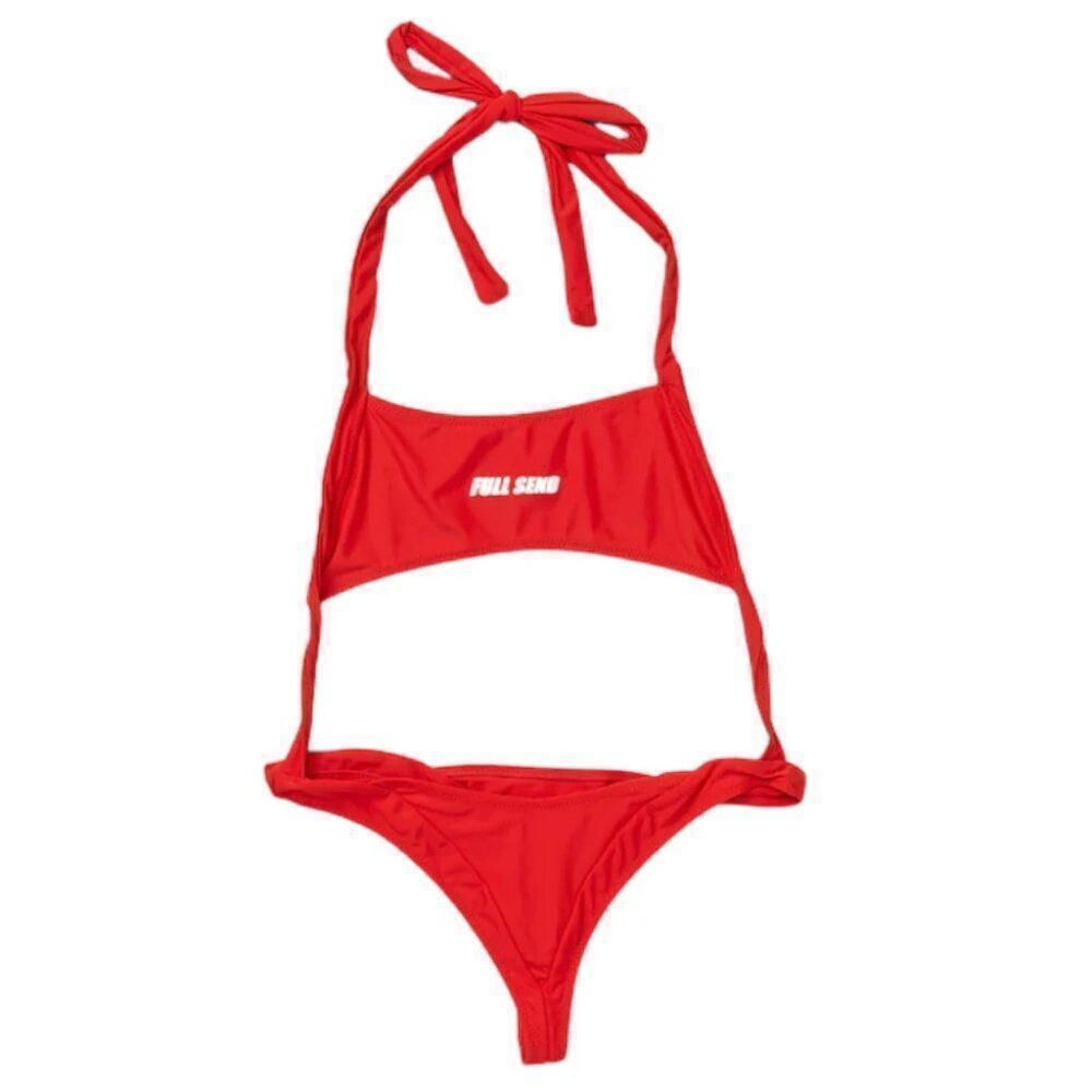 NEW NELK BOYS FULL SEND Women’s Swimsuit Red Cut Out One Piece M